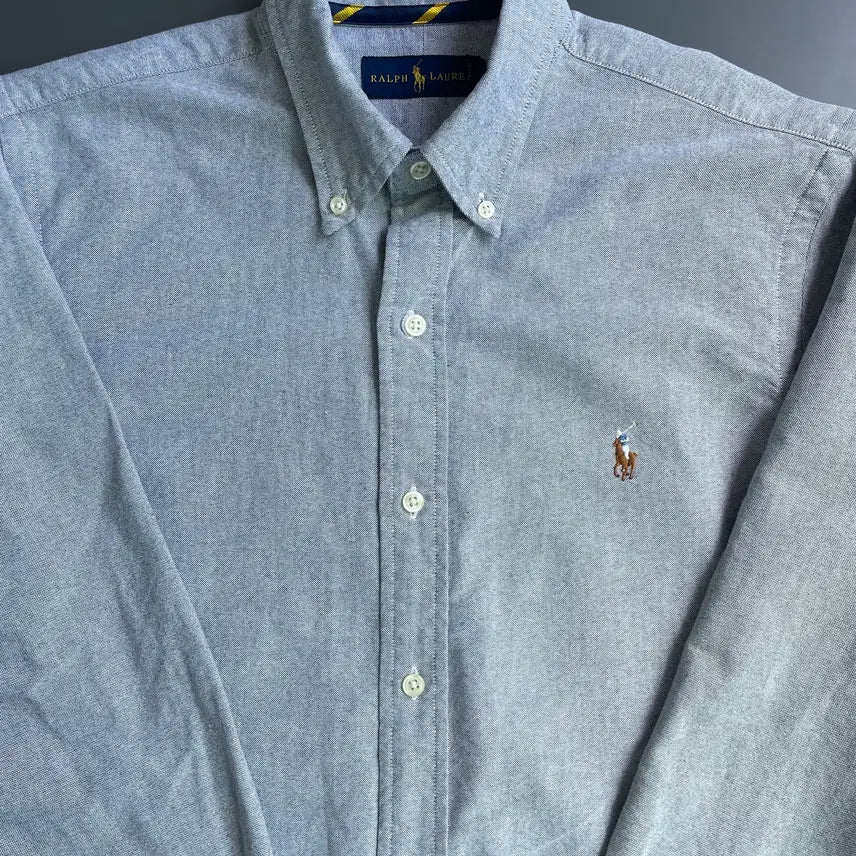 [BUNJANG] Polo Ralph Lauren Oxford Shirt (Gray, M) / [M] 폴로 랄프로렌 멀티로고 옥스포드 셔츠