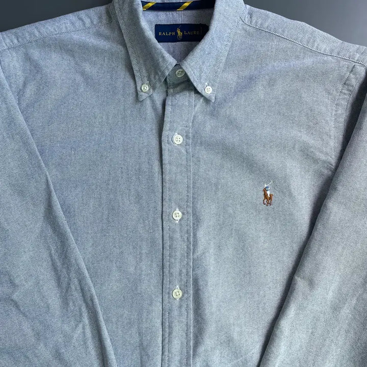 [BUNJANG] Polo Ralph Lauren Oxford Shirt (Gray, M) / [M] 폴로 랄프로렌 멀티로고 옥스포드 셔츠