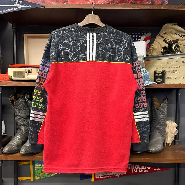 [BUNJANG] Adidas Trefoil Graphic Sweatshirt / 80s 아디다스 실버택 마블링 트레포일 그래픽 스웻셔츠 N1223