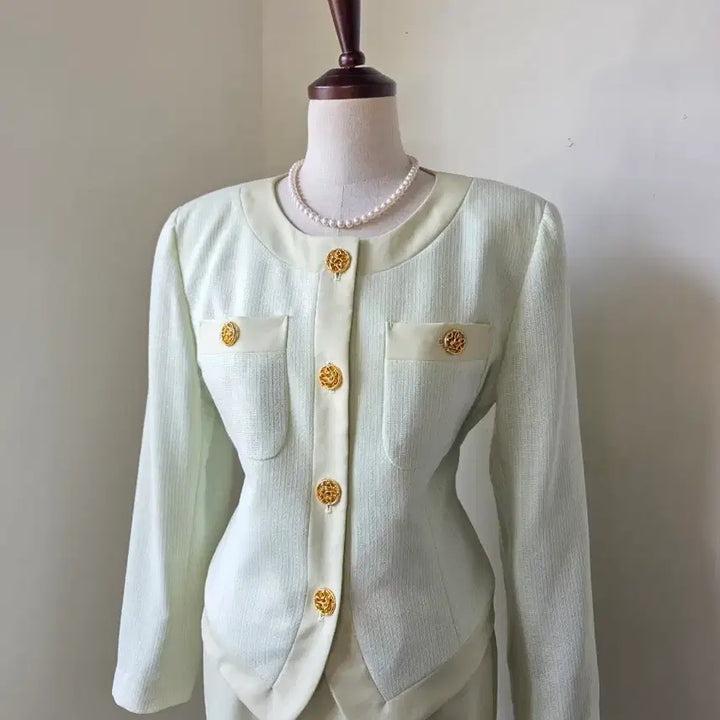 [BUNJANG] Light Green Gold Button Set-up / 라이트 그린 금장 버튼 셋업