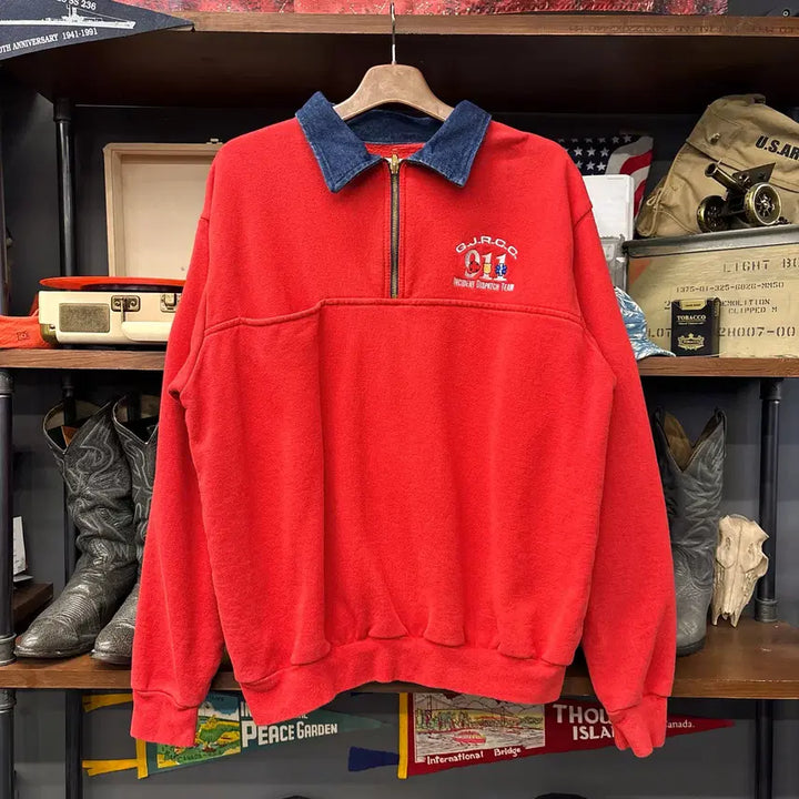 [BUNJANG] EMT Original USA Half-Zip Sweatshirt / 90s 오리지널 USA EMT 디페인더 워크 반집업 스웻셔츠 N1224