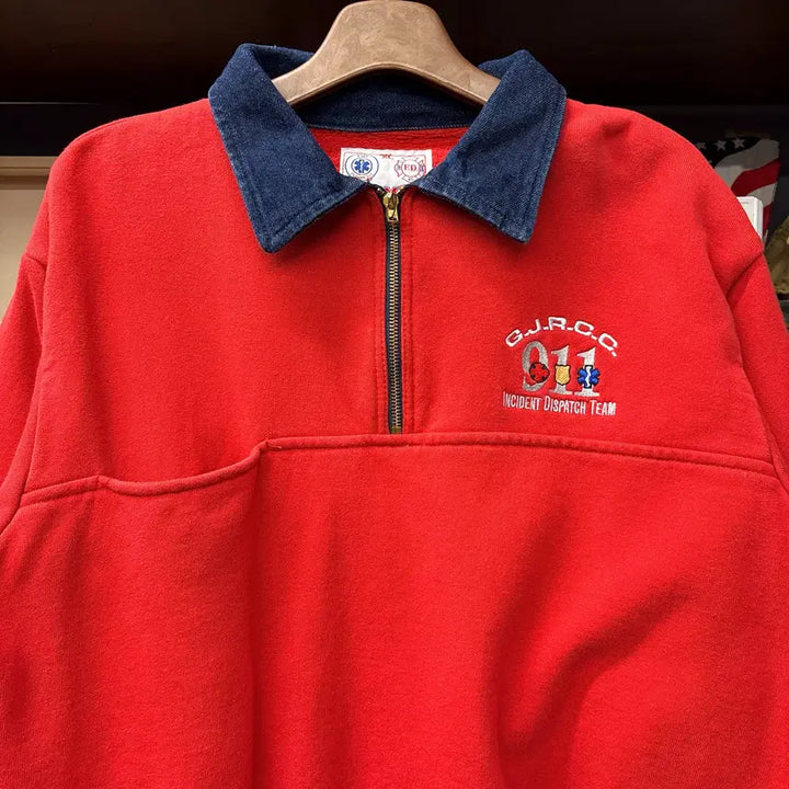 [BUNJANG] EMT Original USA Half-Zip Sweatshirt / 90s 오리지널 USA EMT 디페인더 워크 반집업 스웻셔츠 N1224