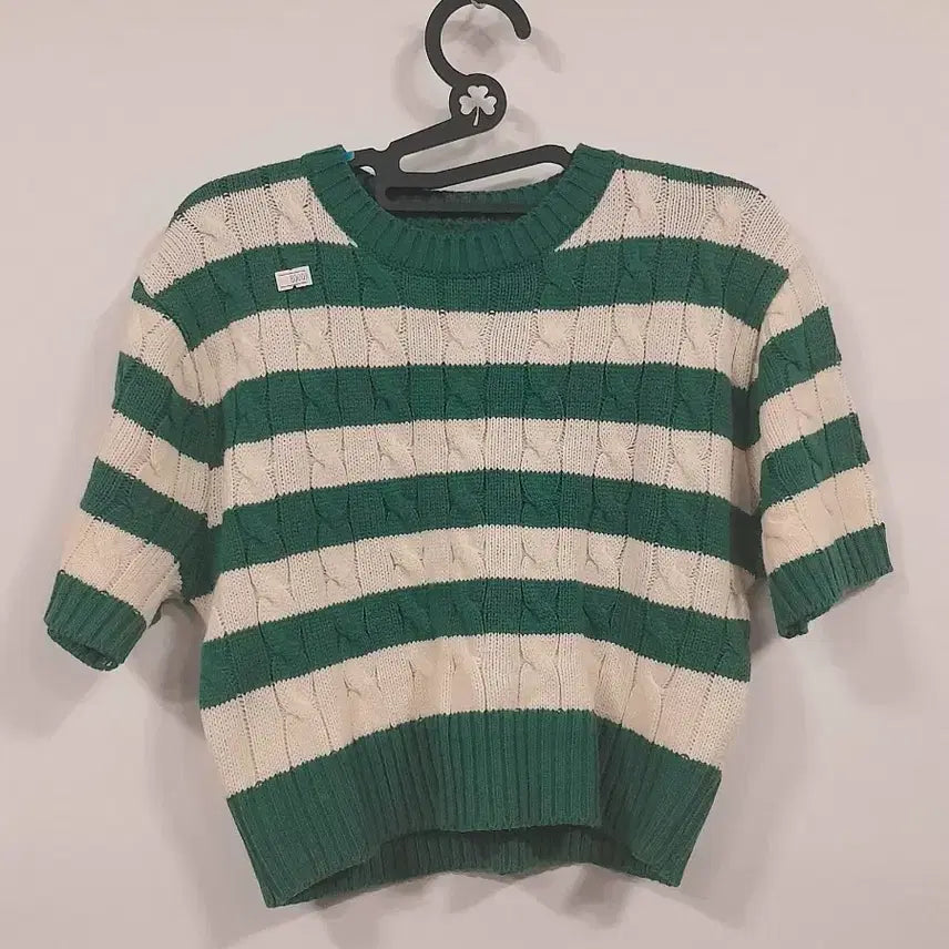 [BUNJANG] Striped Knit Top / 여자 스트라이프 니트 반팔