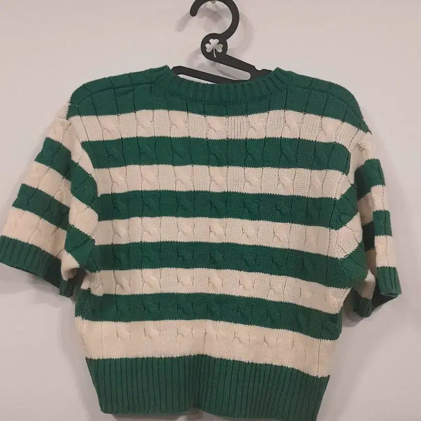 [BUNJANG] Striped Knit Top / 여자 스트라이프 니트 반팔
