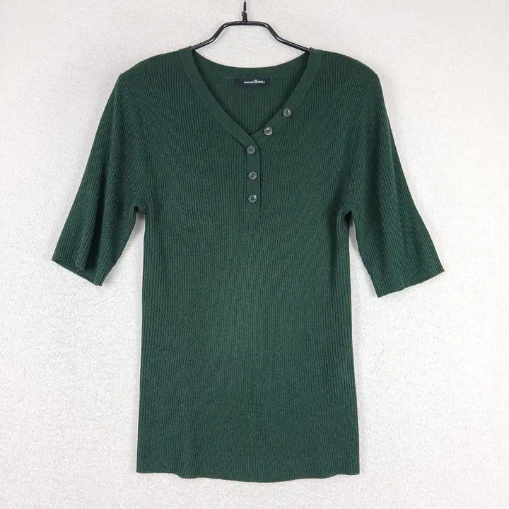 [SOLD OUT] 로엠 여성 그린 골지 반팔 티셔츠(95)