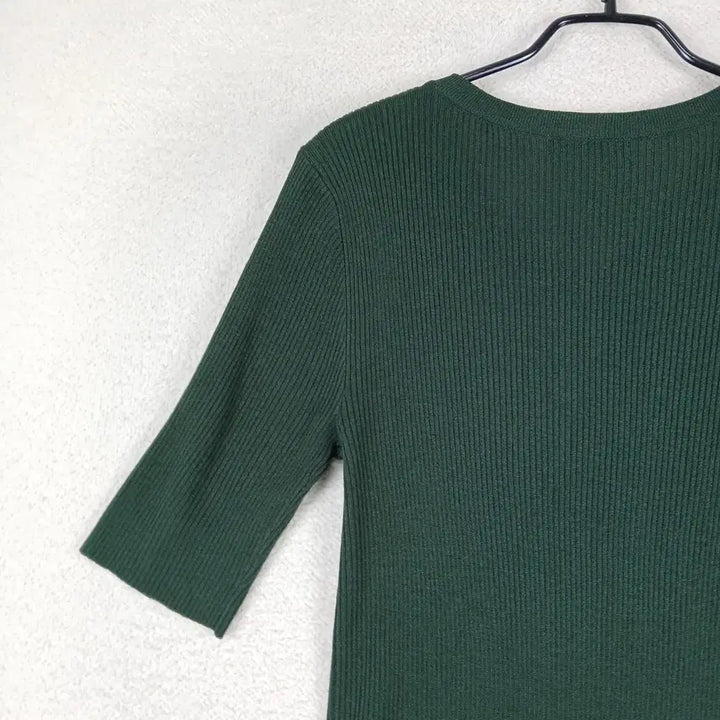 [SOLD OUT] 로엠 여성 그린 골지 반팔 티셔츠(95)
