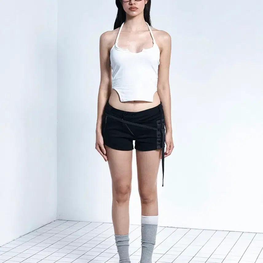 [BUNJANG] Please No Follow Tana Button Shorts Deep Black S / (새상품) 플노팔 타나 버튼 쇼츠 딥블랙 S 플리즈노팔로우