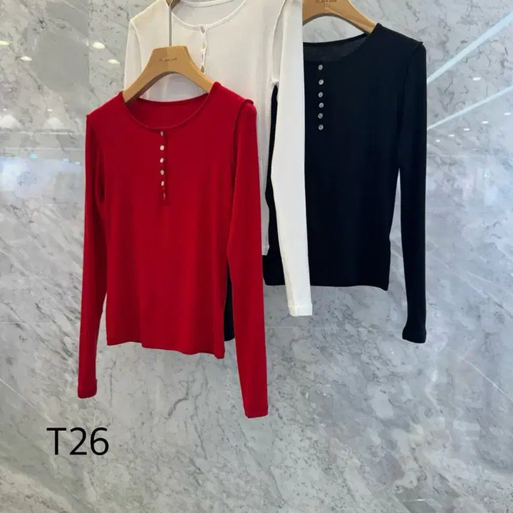 [BUNJANG] Js New York Style Round Button Long Sleeve Shirt / js뉴욕스타일신상 라운드 단추 기본 긴팔 티