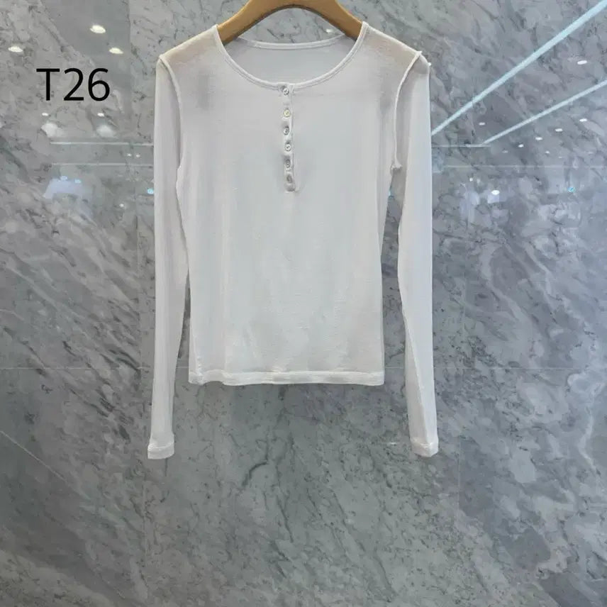 [BUNJANG] Js New York Style Round Button Long Sleeve Shirt / js뉴욕스타일신상 라운드 단추 기본 긴팔 티