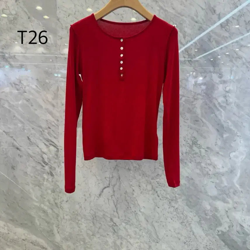 [BUNJANG] Js New York Style Round Button Long Sleeve Shirt / js뉴욕스타일신상 라운드 단추 기본 긴팔 티