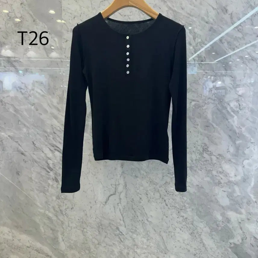 [BUNJANG] Js New York Style Round Button Long Sleeve Shirt / js뉴욕스타일신상 라운드 단추 기본 긴팔 티