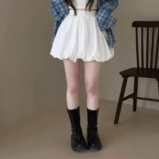 [BUNJANG] White Pumpkin Mini Skirt / 화이트 펌킨 미니 스커트