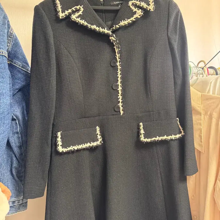 [BUNJANG] Plastic Island Black Tweed Dress / 플라스틱아일랜드 블랙 트위드 원피스