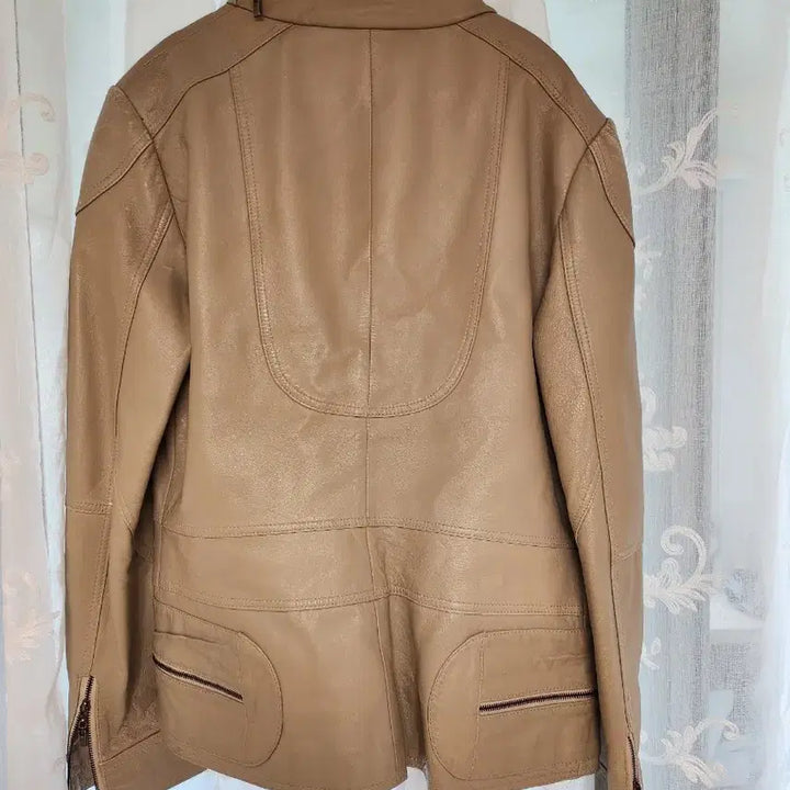 [BUNJANG] Meridian Beige Lambskin Leather Jacket / Meridian 베이지 양가죽 자켓