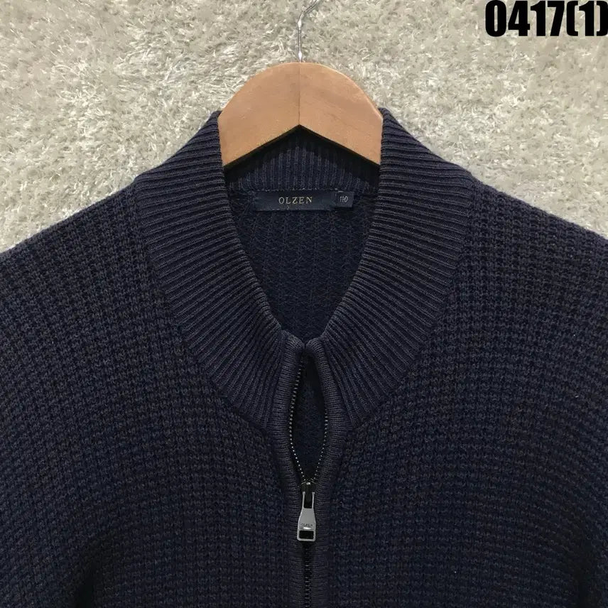[BUNJANG] OLZEN Navy Knit Zip-up Cardigan (110) / 올젠 네이비 니트 집업 가디건 110