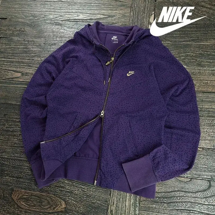 [BUNJANG] Nike Leopard Print Logo Hoodie Purple Women&