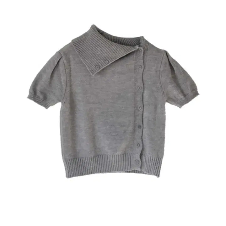 [BUNJANG] Kim A Hop Open Unbalanced Short-Sleeve Knit Top / 김아홉 오픈 언발 반팔 니트