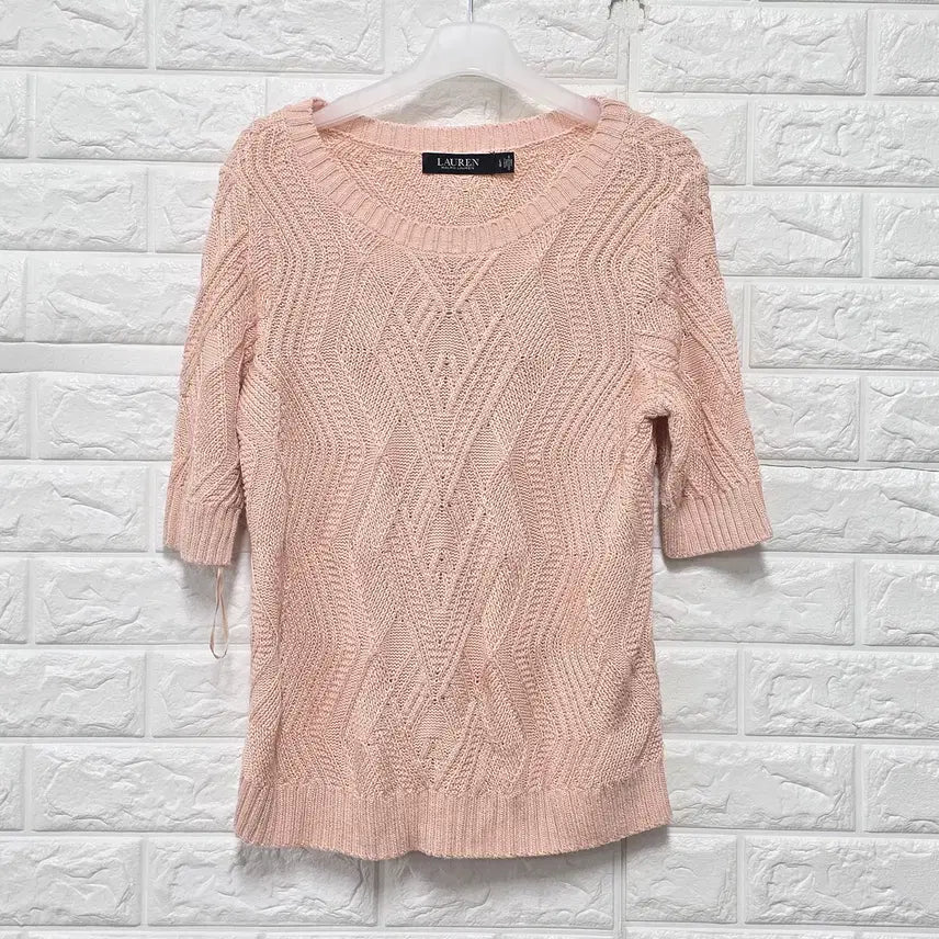 [BUNJANG] Polo Ralph Lauren Pink Short Sleeve Knit Top / L 폴로랄프로렌 핑크 반팔 니트 C821