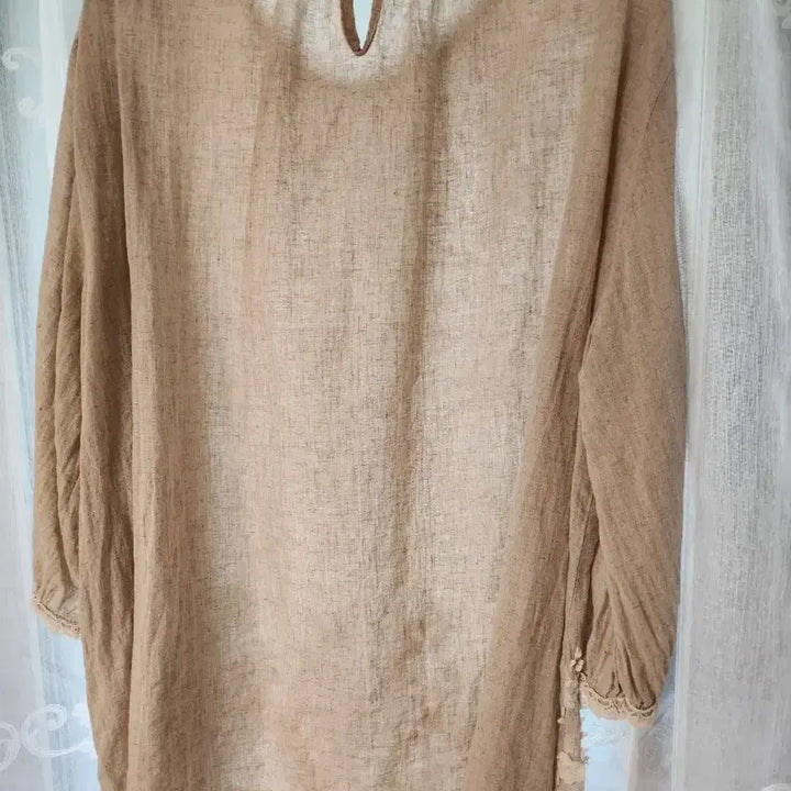 [BUNJANG] Pink DIA Lace Linen Blouse / Pink DIA 레이스 블라우스칠부 린넨 스타일