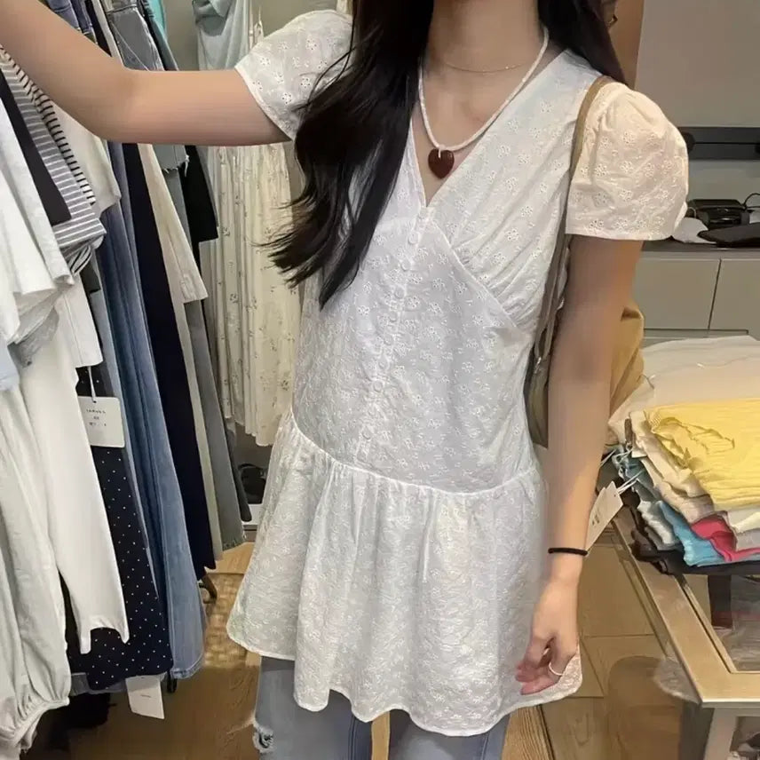 [BUNJANG] White Mini Layered Dress / 화이트 미니 레이어드 원피스