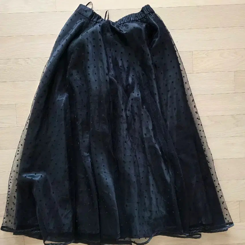 [SOLD OUT] 빈티지 롱 도트 쉬폰 사틴 튤 스커트