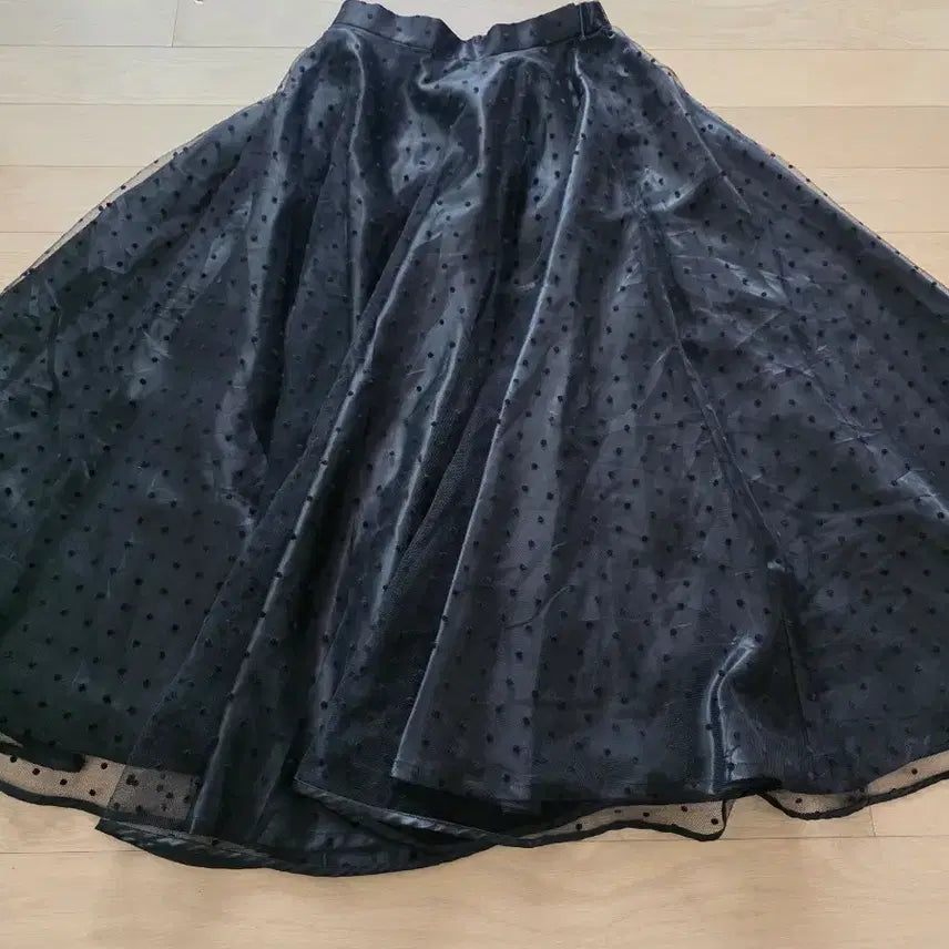 [SOLD OUT] 빈티지 롱 도트 쉬폰 사틴 튤 스커트