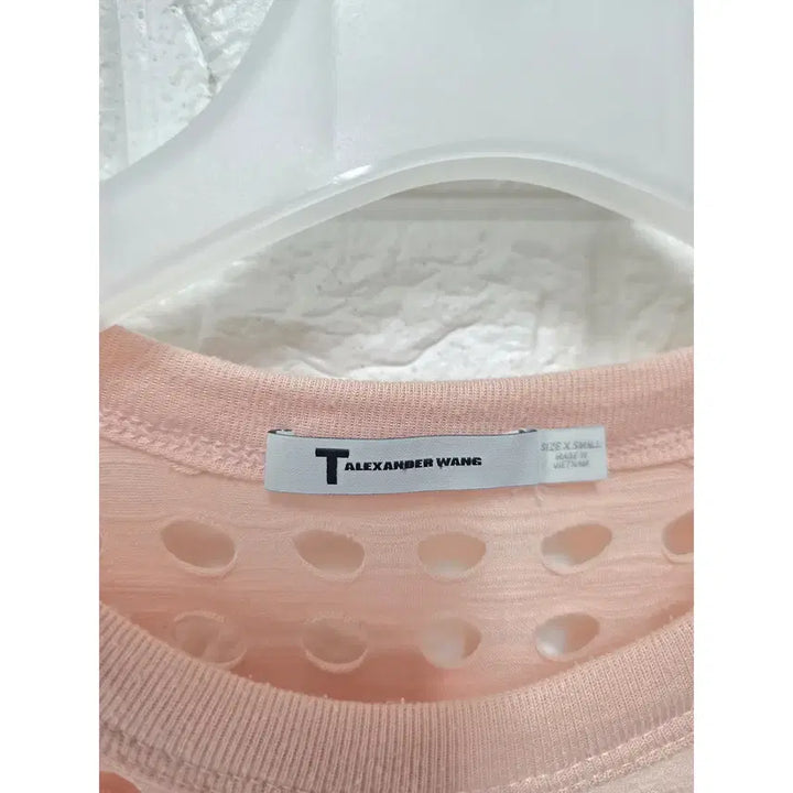 [BUNJANG] Alexander Wang Pink Punched Net Long Sleeve Top / S 알렉산더왕 핑크 펀칭 네트 반팔 롱슬리브 C824