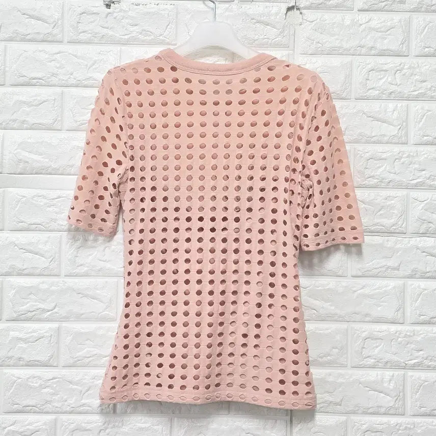 [BUNJANG] Alexander Wang Pink Punched Net Long Sleeve Top / S 알렉산더왕 핑크 펀칭 네트 반팔 롱슬리브 C824