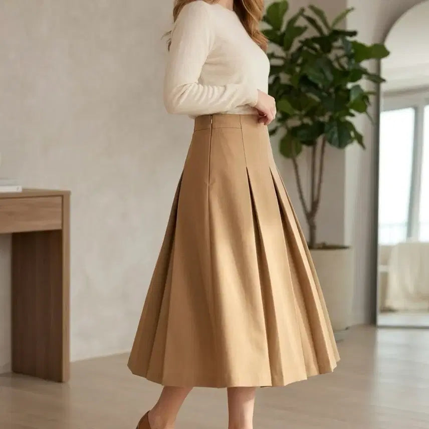 [SOLD OUT] 헤이즐모드 HASSEL MODE 베이지 핀턱 스커트 S