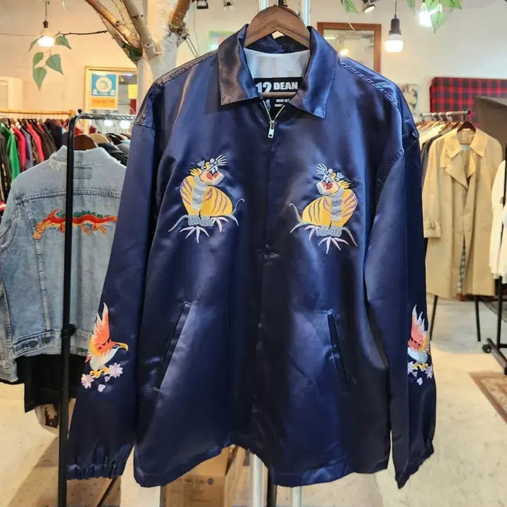 [BUNJANG] 12DEAN Black Label Tiger Embroidered Navy Jacket / 12DEAN 블랙라벨 타이거 자수 네이비 자켓