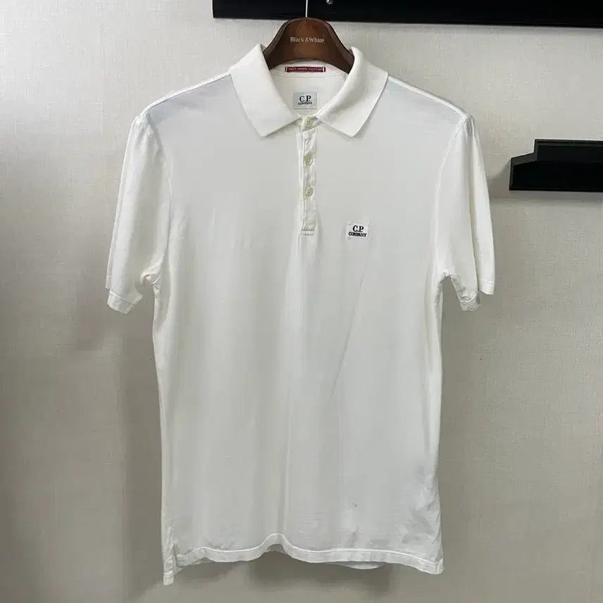 [BUNJANG] CP Company White Short Sleeve Polo Shirt 95 / CP 컴퍼니 화이트 반팔 폴로티 95