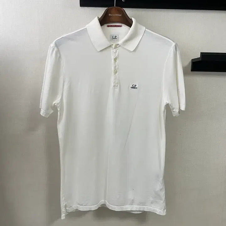 [BUNJANG] CP Company White Short Sleeve Polo Shirt 95 / CP 컴퍼니 화이트 반팔 폴로티 95