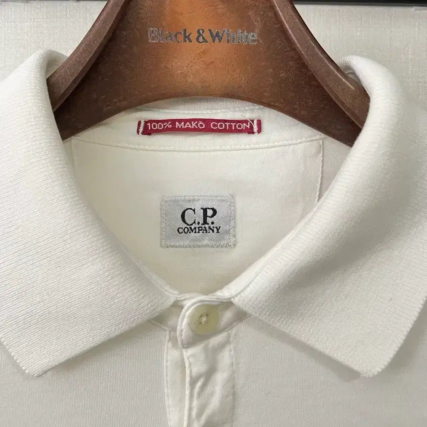 [BUNJANG] CP Company White Short Sleeve Polo Shirt 95 / CP 컴퍼니 화이트 반팔 폴로티 95