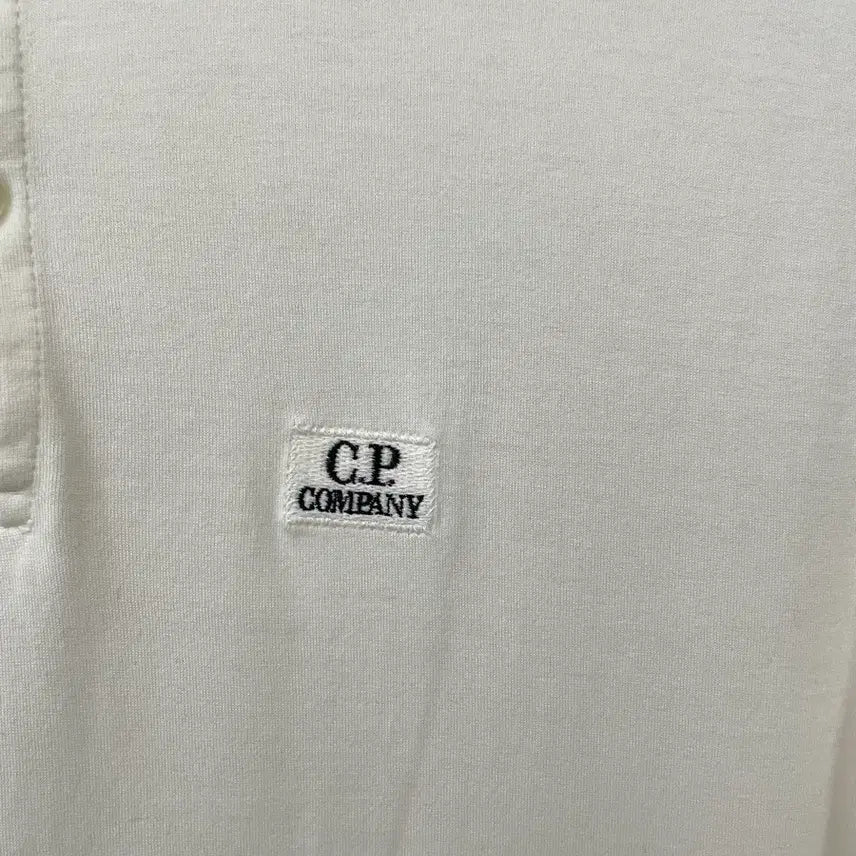 [BUNJANG] CP Company White Short Sleeve Polo Shirt 95 / CP 컴퍼니 화이트 반팔 폴로티 95