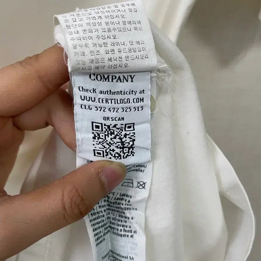 [BUNJANG] CP Company White Short Sleeve Polo Shirt 95 / CP 컴퍼니 화이트 반팔 폴로티 95
