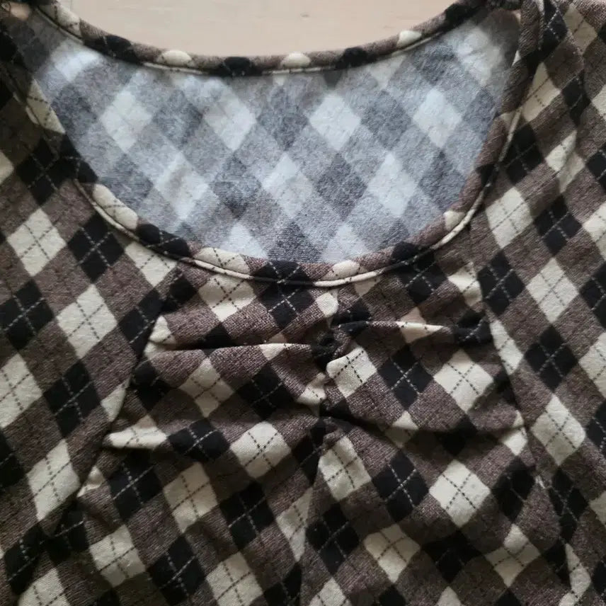 [BUNJANG] Vintage Brown Check Mori Vest / 빈티지 갈색 체크 모리 조끼 셔링