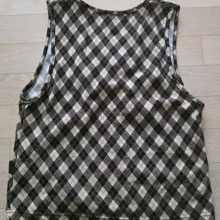 [BUNJANG] Vintage Brown Check Mori Vest / 빈티지 갈색 체크 모리 조끼 셔링