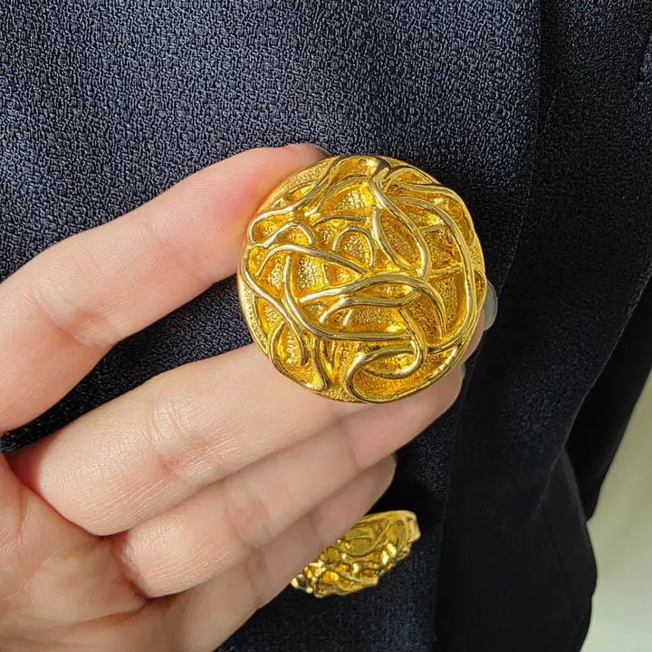 [BUNJANG] Navy Satin Gold Button Set / 네이비 새틴 포인트 볼드 금장 단추 셋업
