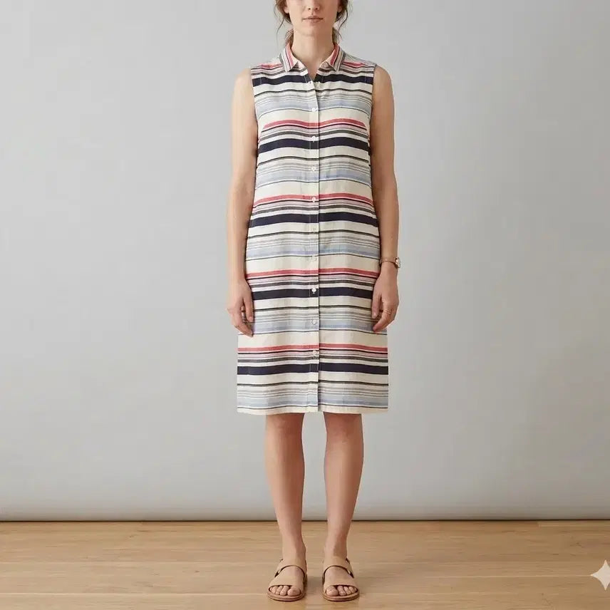 [BUNJANG] BCBG Linen Sleeveless Shirt Dress / [66]BCBG 린넨 민소매 셔츠 원피스