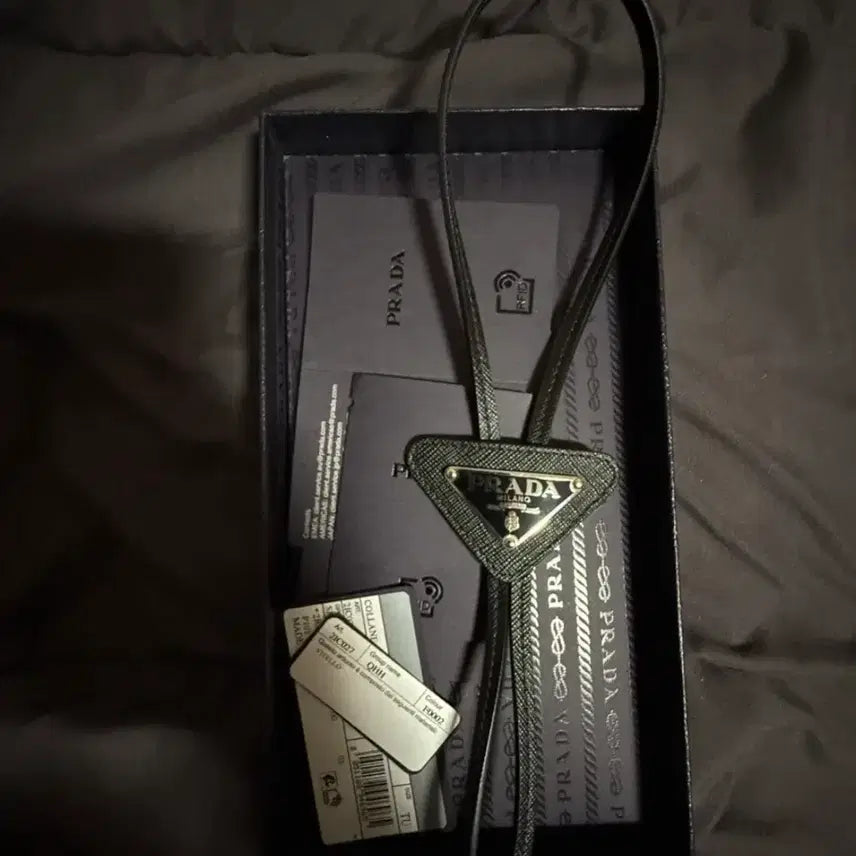 [BUNJANG] Prada Black Leather Bolo Tie / 프라다 블랙가죽 볼로타이