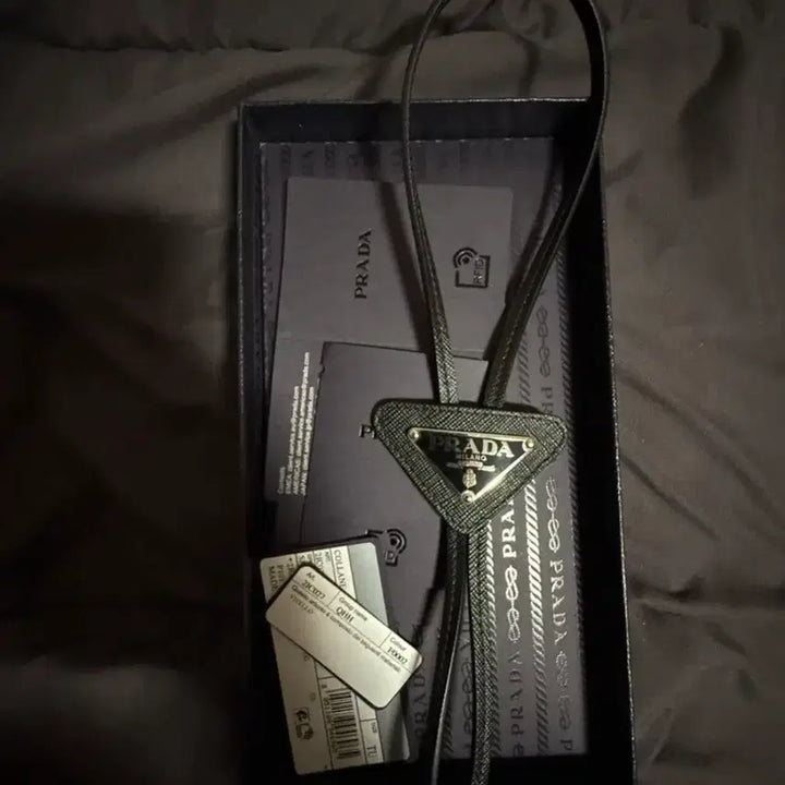 [BUNJANG] Prada Black Leather Bolo Tie / 프라다 블랙가죽 볼로타이