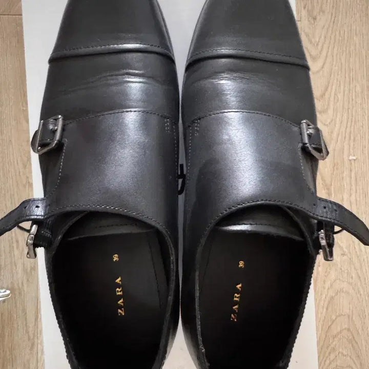 [SOLD OUT] 자라 블랙 더블 몽크 스트랩 슈즈 39