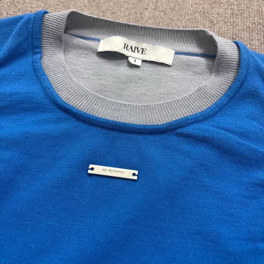 [BUNJANG] Rave Blue Gray Knit Sweater / 레이브 블루 그레이 배색 니트
