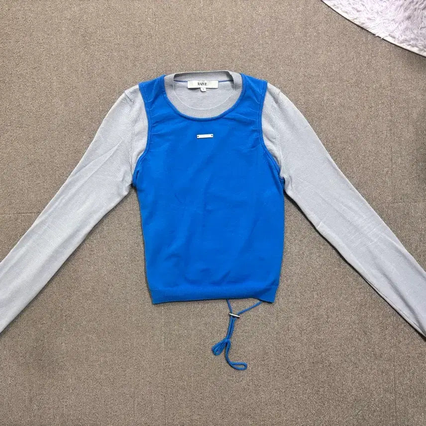 [BUNJANG] Rave Blue Gray Knit Sweater / 레이브 블루 그레이 배색 니트