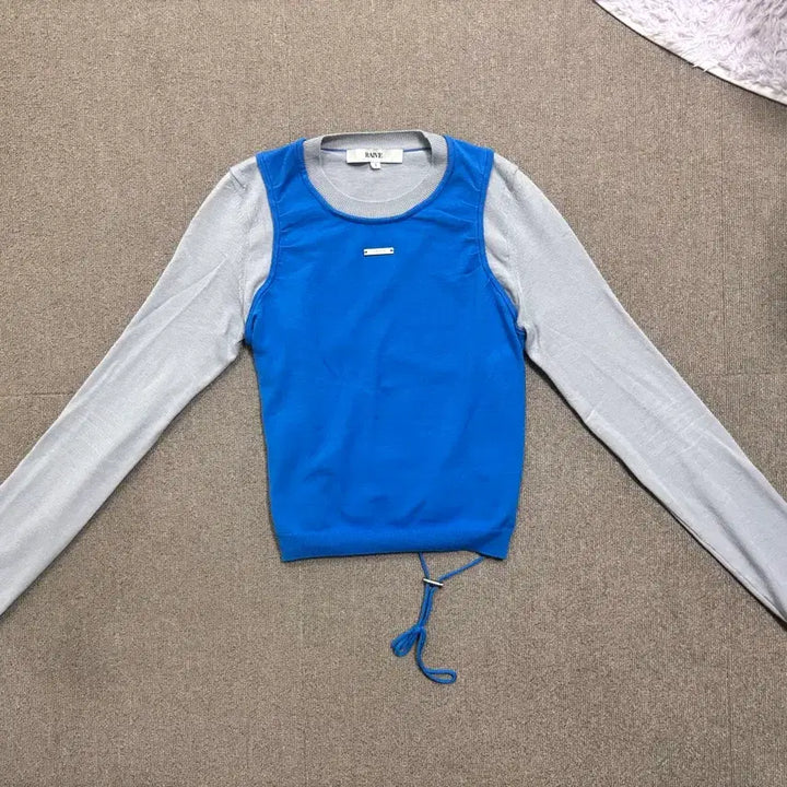 [BUNJANG] Rave Blue Gray Knit Sweater / 레이브 블루 그레이 배색 니트