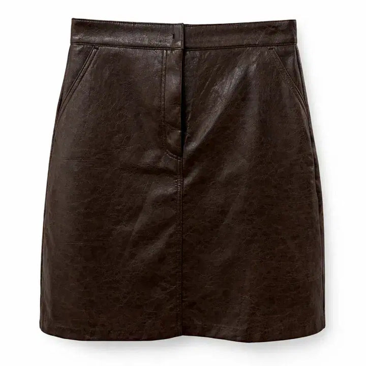 [BUNJANG] NOMAD Brown Leather Mini Skirt / NOMAD 브라운 레더 미니 스커트 M