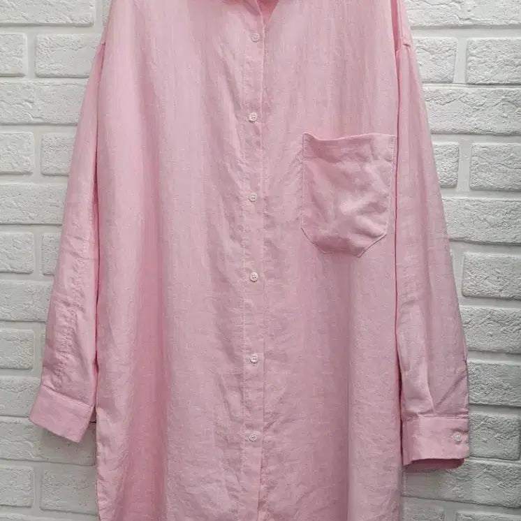 [BUNJANG] NKINO Pink Linen Long Shirt / A4297  핑크색 린넨 롱 셔츠남방(BY NKINO)