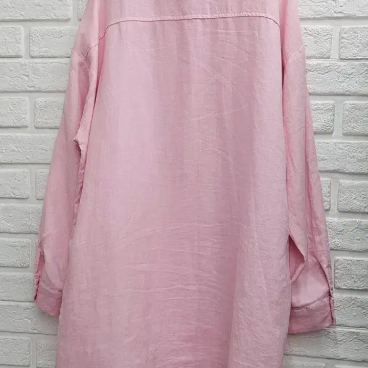 [BUNJANG] NKINO Pink Linen Long Shirt / A4297  핑크색 린넨 롱 셔츠남방(BY NKINO)