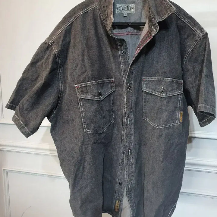 [BUNJANG] Columbia Black Denim Short Sleeve Shirt M / 컬럼비아 블랙 데님 반팔 셔츠 M