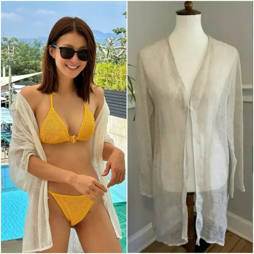 [BUNJANG] Eileen Fisher Organic Linen Blend Mesh Cardigan / eileen fisher 아일린피셔 시그니쳐 오가닉린넨혼방 메쉬 가디건